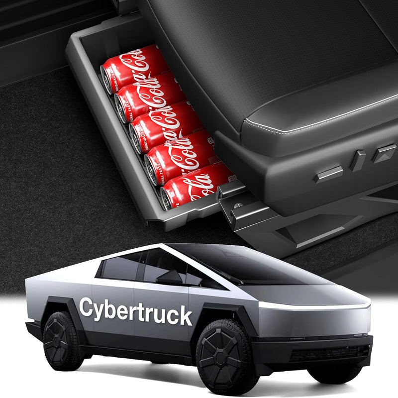 Wigoo Upgrade Tesla Cybertruck Under Seat Storage Box Organizer [Increased Storage & Firm Installation] TPE Underseat Storage Tray, Interior Accessories for Tesla Cybertruck (2PCS) - Image 1